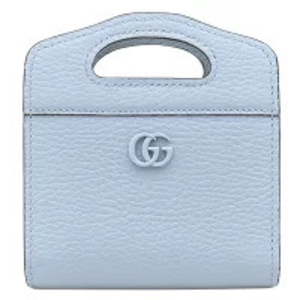 Gucci chain wallet double GG compact leather blue bi fold